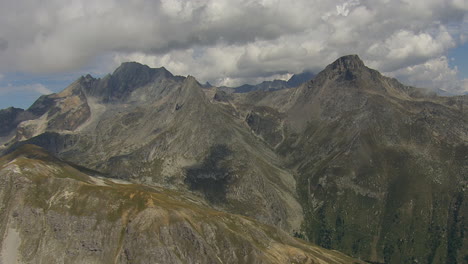 mountain peaks in french alps landscape, vanoise national park - aerial