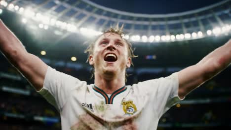 intense moments of triumph: a celebration in the stadium as a player acknowledges the crowd after a hard-fought match filled with emotion and determination