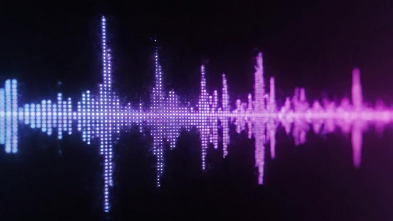 Dynamic Visual Representation of Sound Waves in Vivid Colors Transitioning from Blue to Pink, Showcasing the Intricate Patterns of Audio Frequencies