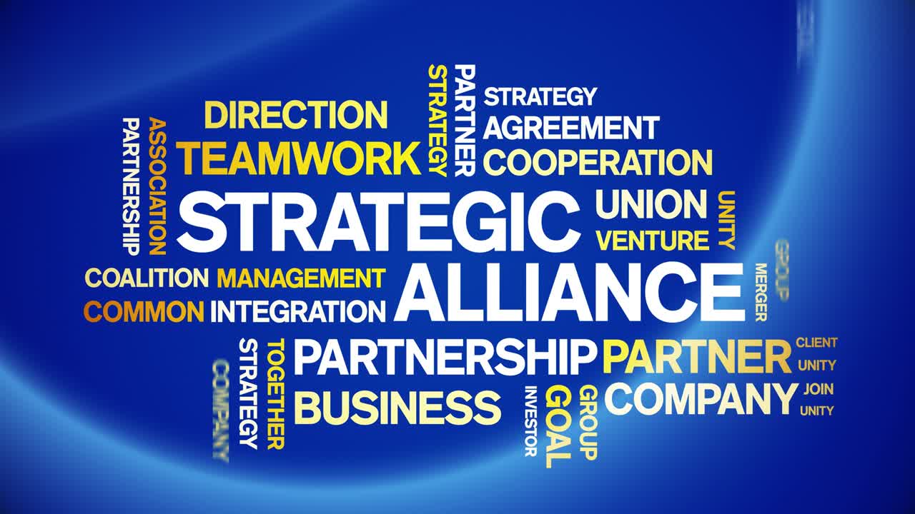 전략적 동맹 애니메이션 태그 워드 클라우드 텍스트 디자인 애니메이션 원활한 루프