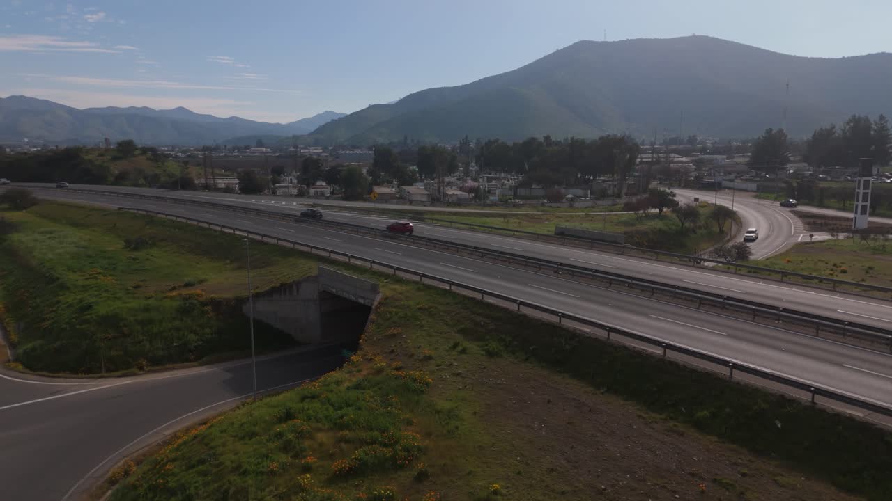 쿠라카비, 칠레, 드론 뷰, 도로, 거리, 고속도로, 겨울