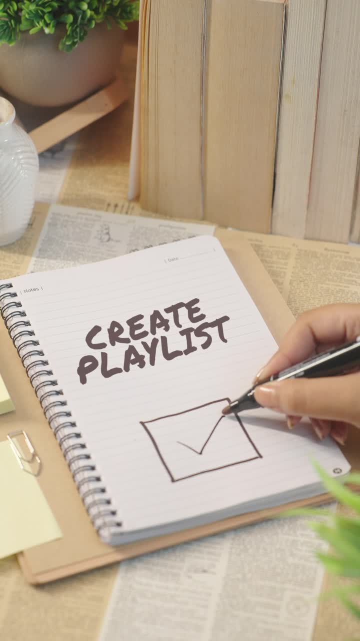 VERTICAL VIDEO OF TICKING OFF CREATE PLAYLIST FROM CHECKLIST