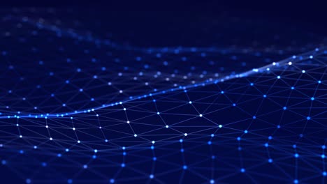 data technology illustration. abstract wave with connecting dots and lines. digital background. 3d rendering. seamless loop.