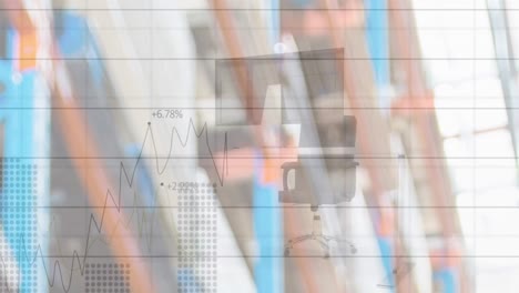 animación del procesamiento de datos sobre el almacén