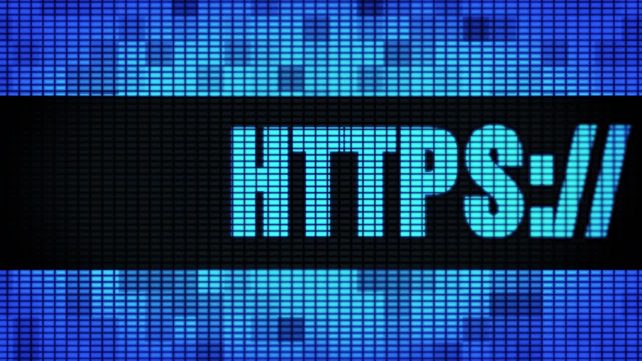 HTTPS/ displayed on a digital screen