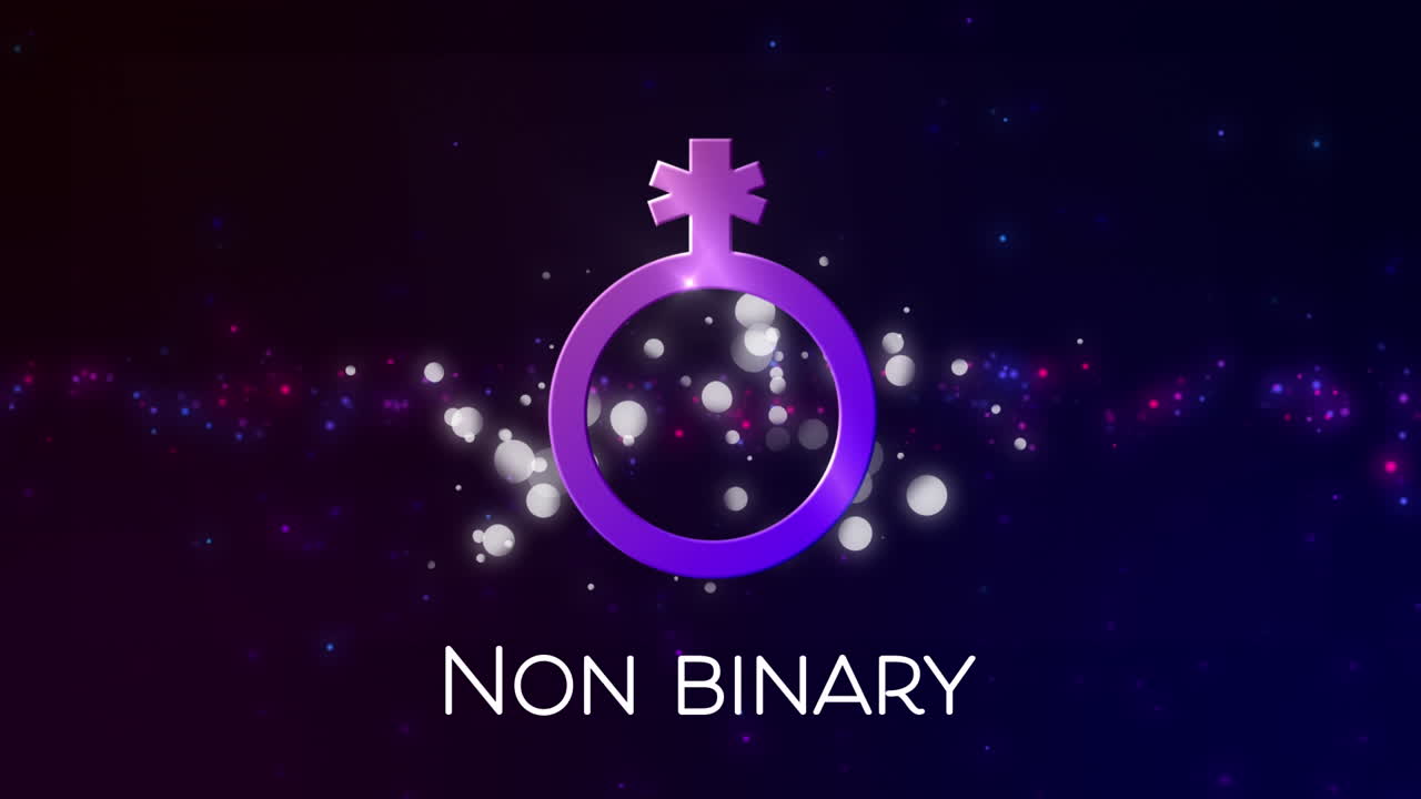 검은 바탕에 비 바이너리 기호의 애니메이션