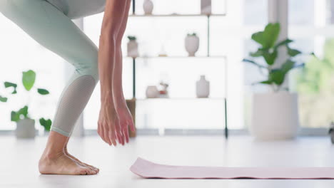 woman practicing yoga at home