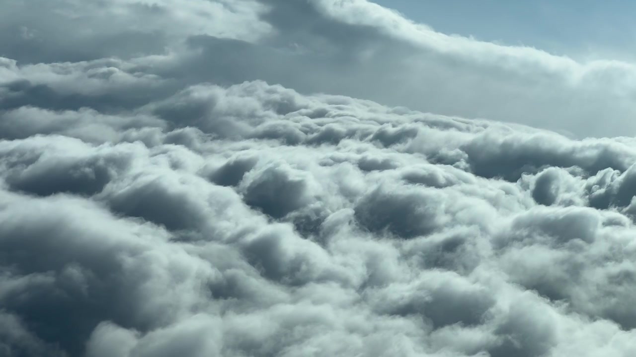 Stunning pilot’s perspective of a dramatic stormy sky, recorded from a jet cabin.