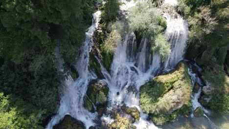 Aerial-Birds-Eye-View-Over-Cascading-Kravica-Waterfalls-Located-In-Bosnia-and-Herzegovina