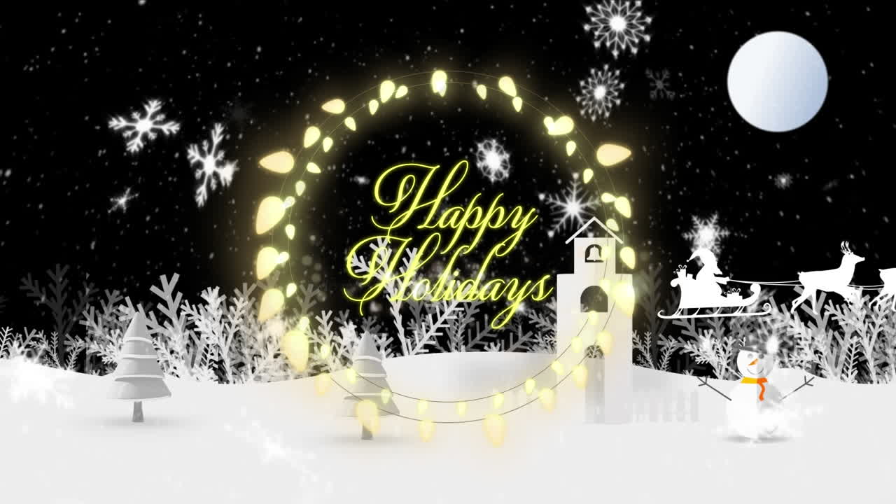 행복한 휴일에 맞춰 떨어지는 눈송이 겨울 풍경에 맞춰 쓰여진 텍스트