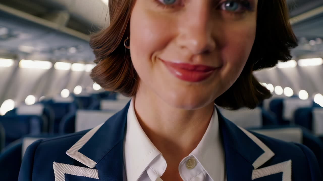 azafata en la cabina del avión