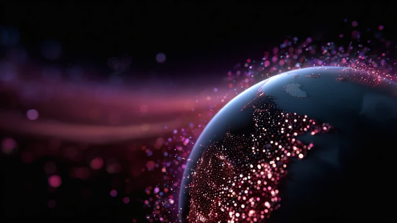 A Stunning Visual Representation of Earth Surrounded by Vibrant Light Effects, Showcasing the Beauty of Our Planet in an Engaging and Colorful Environment