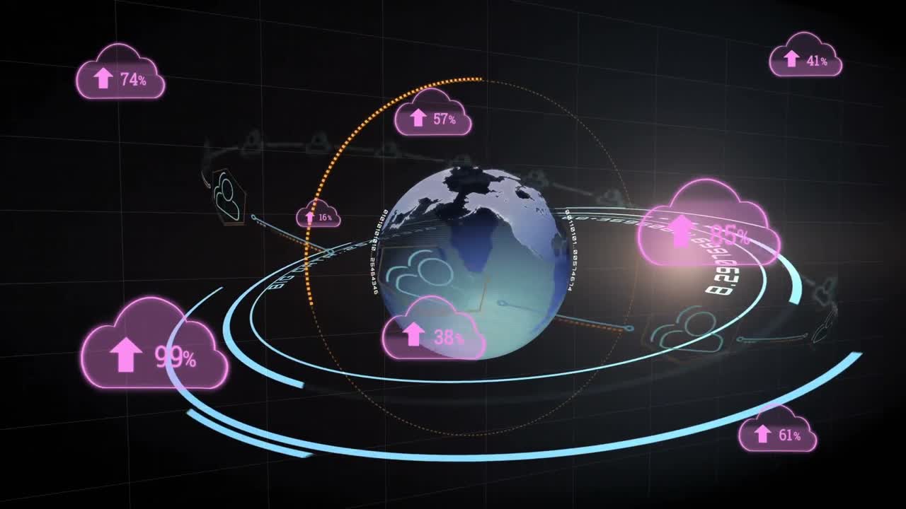 Animation af skyer med et stigende tal over globus