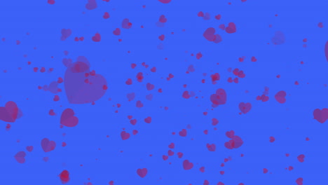 heart pop up particle background on blue screen jp