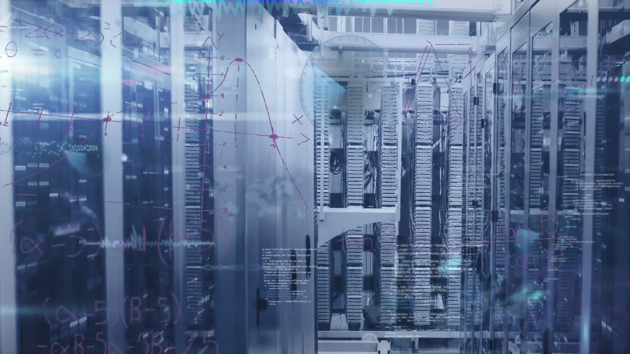 Animation of data processing over server room
