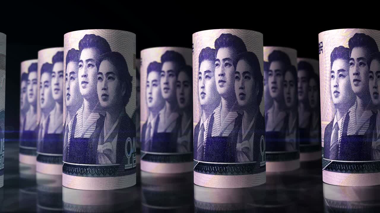 북한은 돈, 지폐, 롤, 원활한 루프를 얻었습니다.