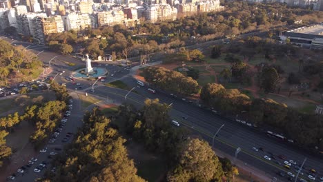 aerial over largest urban park in buenos aires, argentina