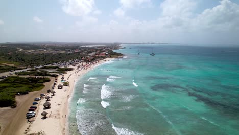 malmok beach aerial in aruba over carribean sea