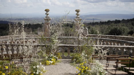 outdoor wedding ceremony at a historic villa