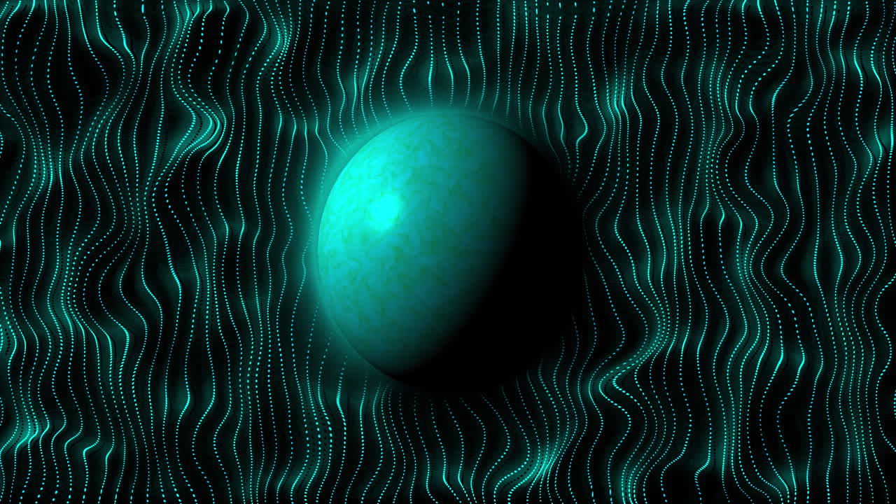 Animation of globe spinning over shapes moving