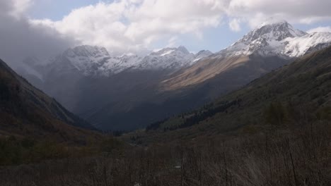 mountain valley scenery with snow