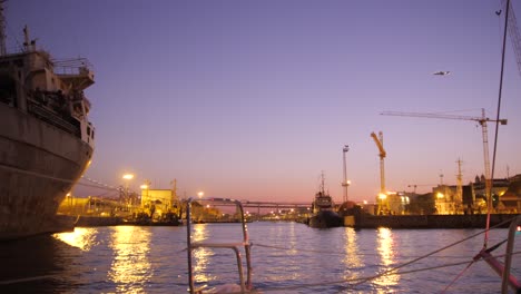 harbor in lisbon by night
