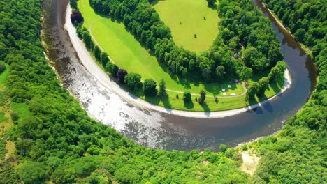 aerial footage of the river tweed, scotland