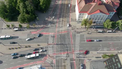 A drone shot of traffic and intersection in Tallinn Estonia Europe Baltics in 4K