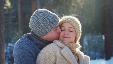 couple in love enjoying winter day