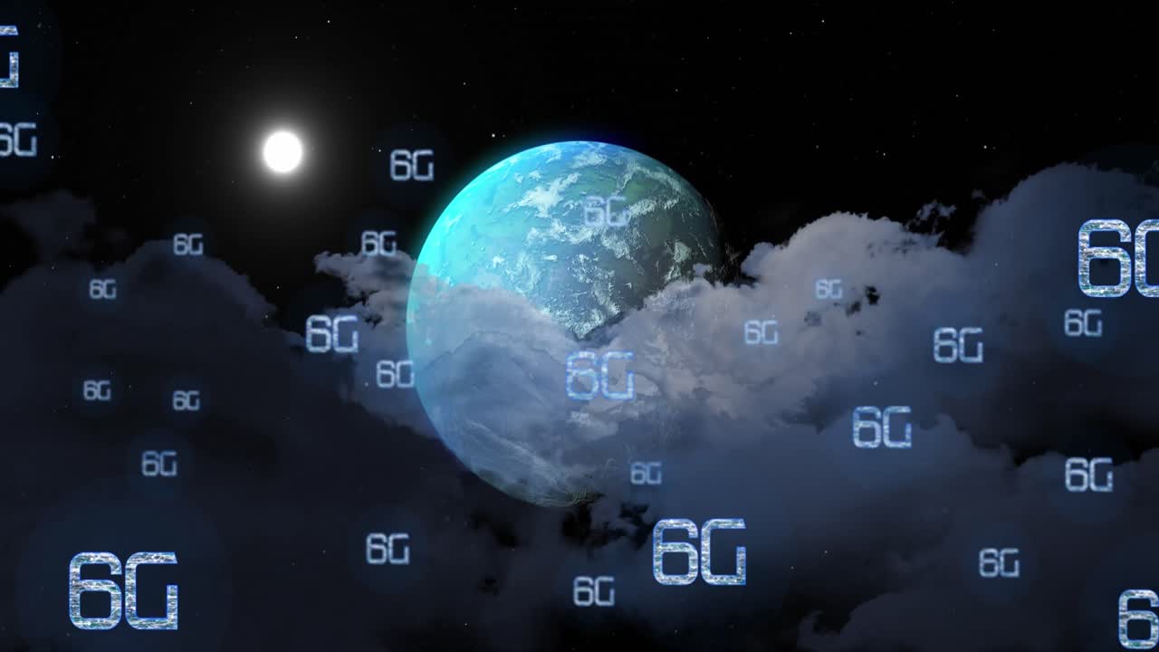 전 세계 6g 텍스트 네트워크의 애니메이션