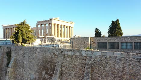 Grecia-Acrópolis-Ciudad-De-Atenas-Partenón,-Monte-Lycabettus,-Edificio-Del-Parlamento-Y-Edificios-Residenciales-Al-Amanecer-Verano