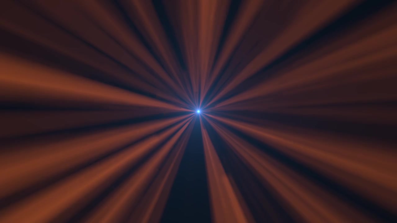 Viaggio ad alta velocità attraverso un wormhole luminoso con raggi arancioni e blu