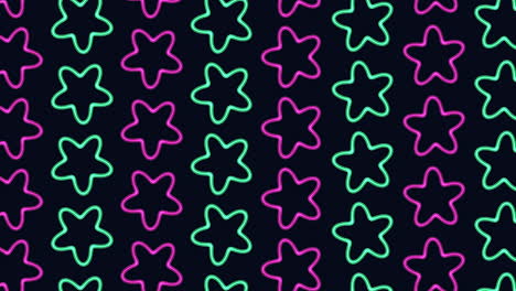 Neon-rainbow-stars-pattern-in-dark-space