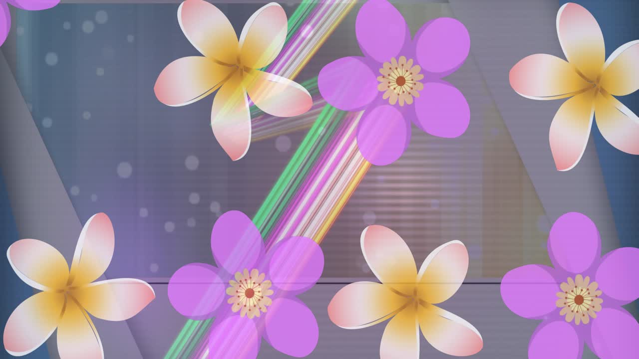 Animation of hearts floating over rotating striped orange background