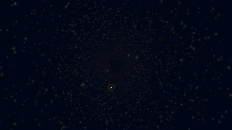 yellow and black dots form a striking circular pattern on black background