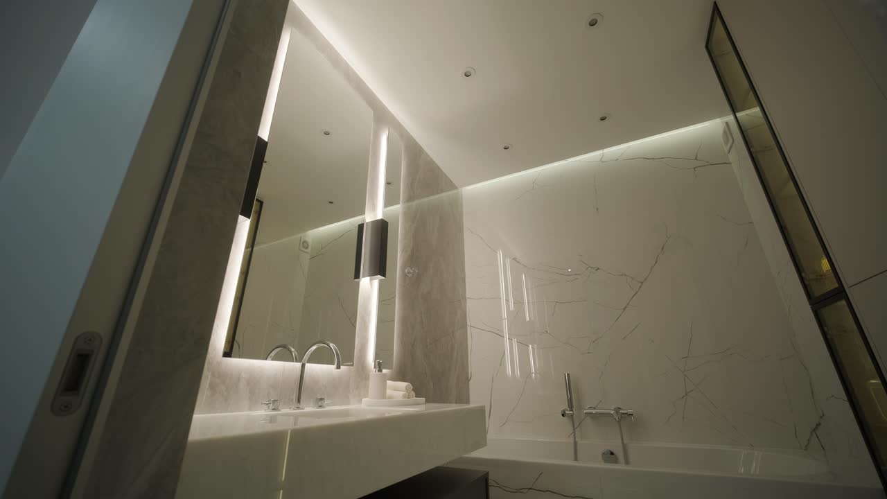 Sleek Modern Bathroom with Marble Detailing