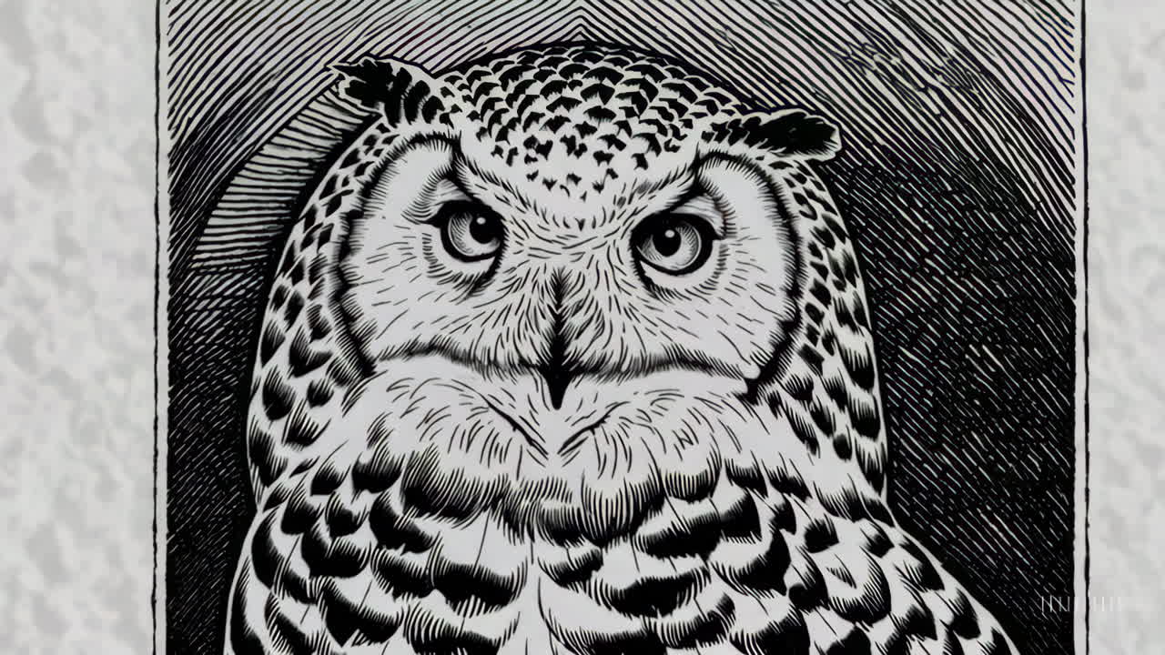 Black and White Owl Illustration