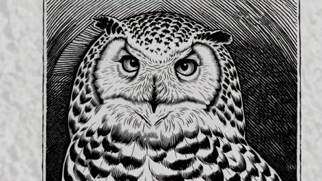black and white owl illustration
