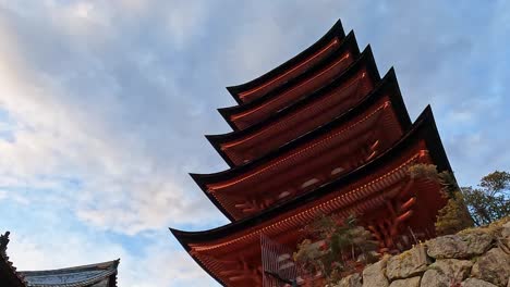 toyokuni shrine five-story pagoda at miyajima, hiroshima, japan