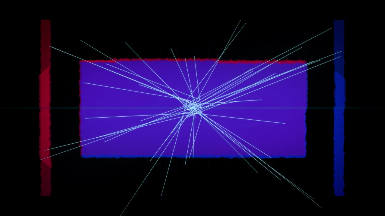 Sfondo Digitale Astratto con Raggi Luminosi e Forme Geometriche