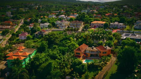a smooth right-pan onto this stunning private villa with a pool located in the hills of montego bay, jamaica.