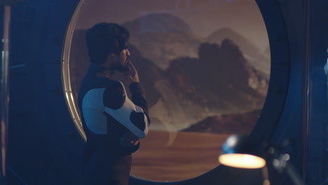 astronaut contemplating the martian landscape