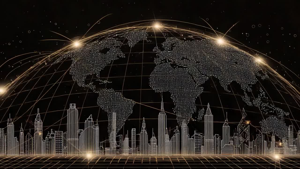 A Dynamic Visualization of a Global Network: Connecting Urban Landscapes Under a Starry Cosmos with Bright Illuminations