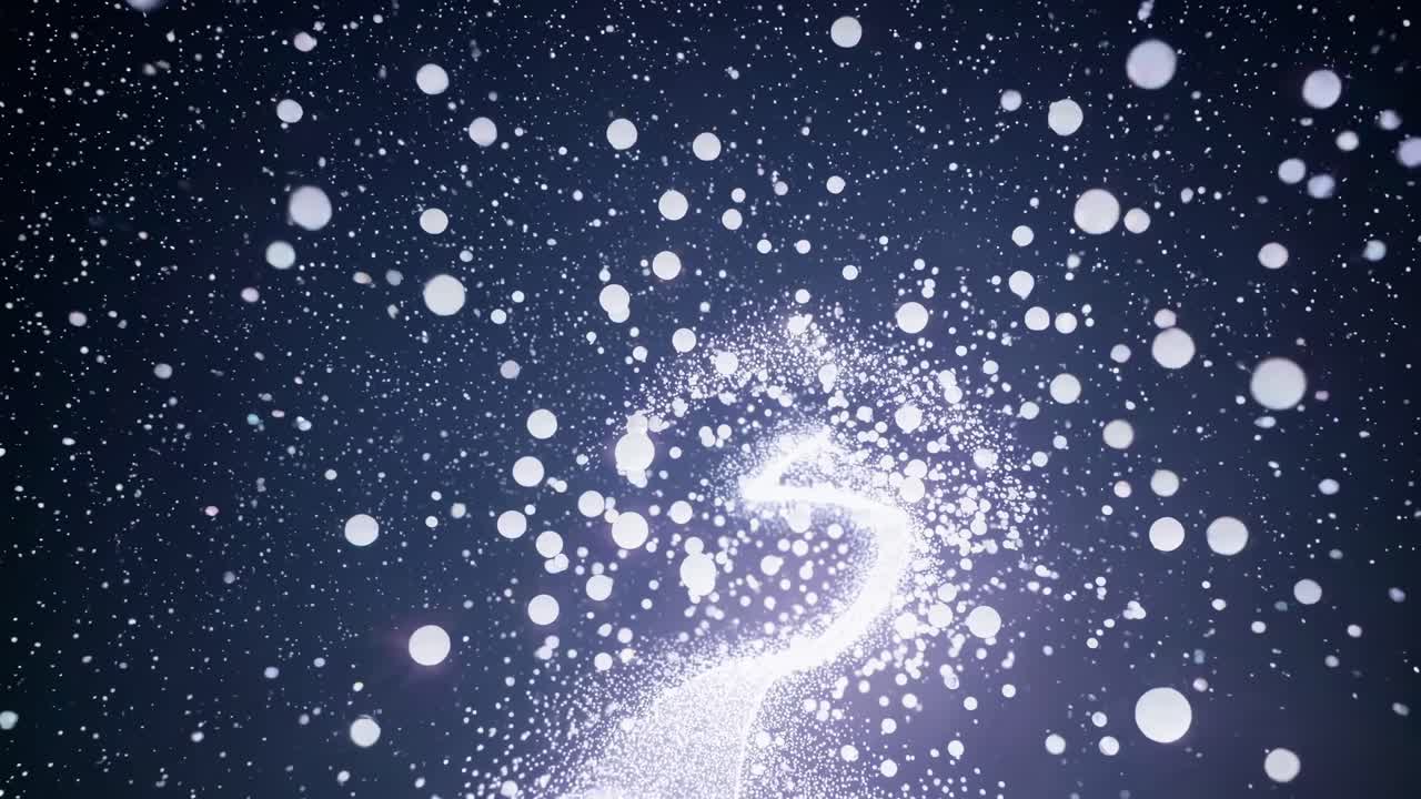 Abstract video concept with a dynamic swirl of glowing particles