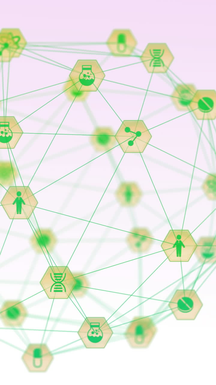 연결 네트워크와 아이콘의 애니메이션이  ⁇  바탕에 있습니다.