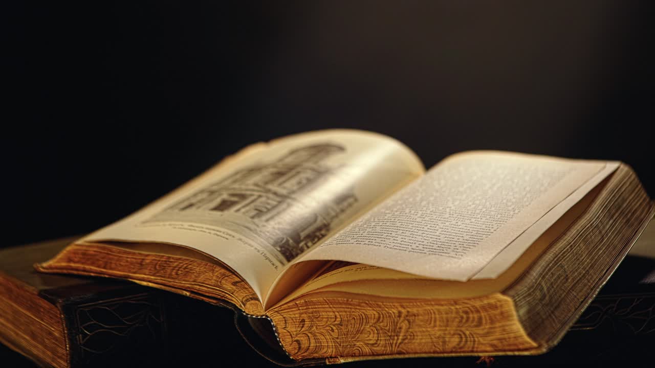 Libro antico aperto con illustrazioni