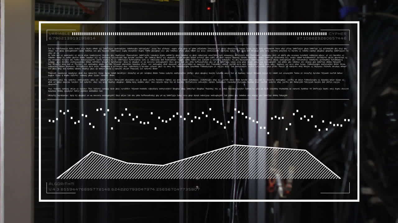 Animation of data processing over server room