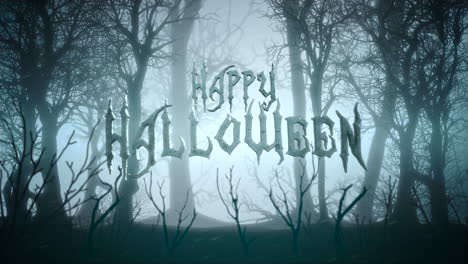 feliz halloween con bosque místico en la noche