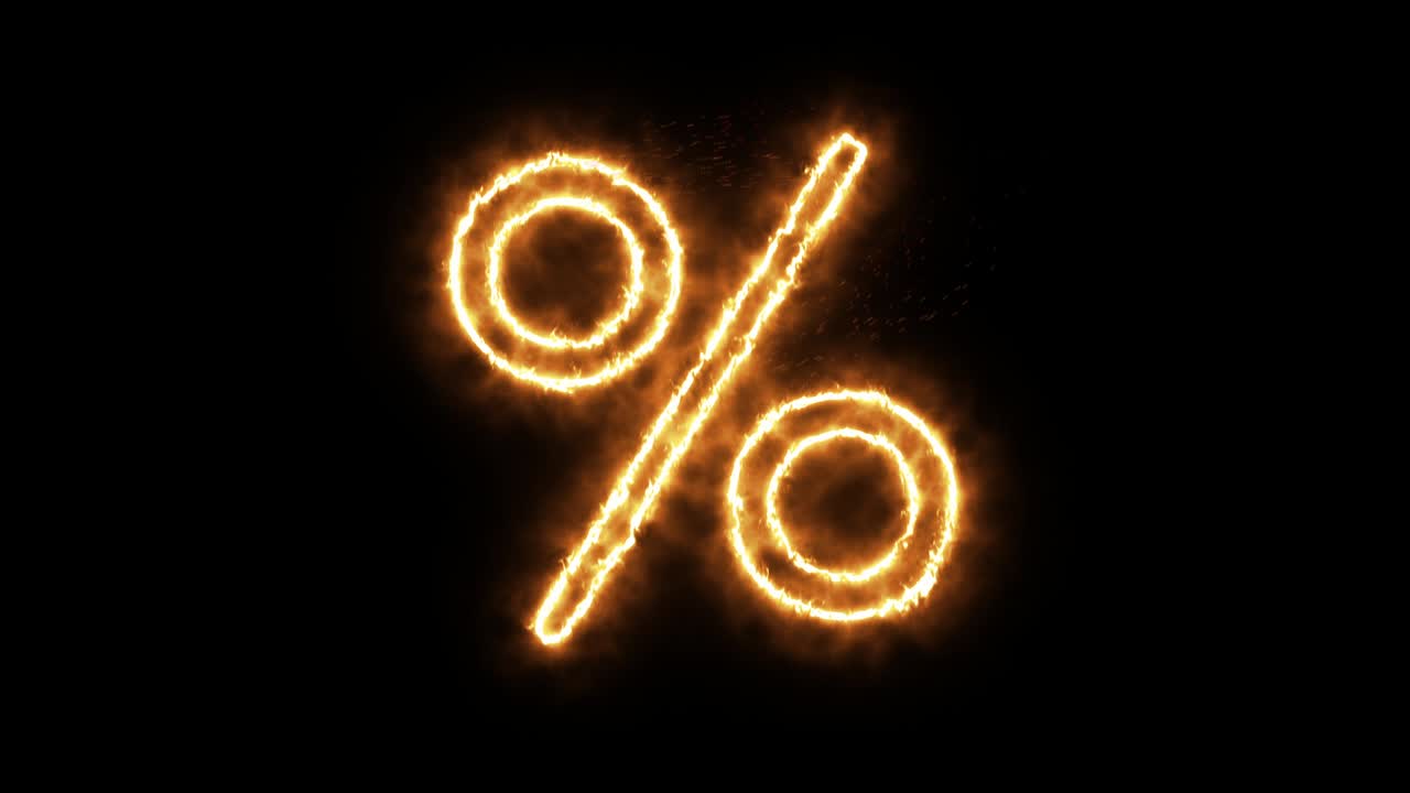 símbolo por ciento de la llama ardiente. símbolo por ciento hecho de la llama del fuego. fuente de quema ardiente o texto alfabético de hoguera con efecto de calor ardiente y brillante. representación 3d.