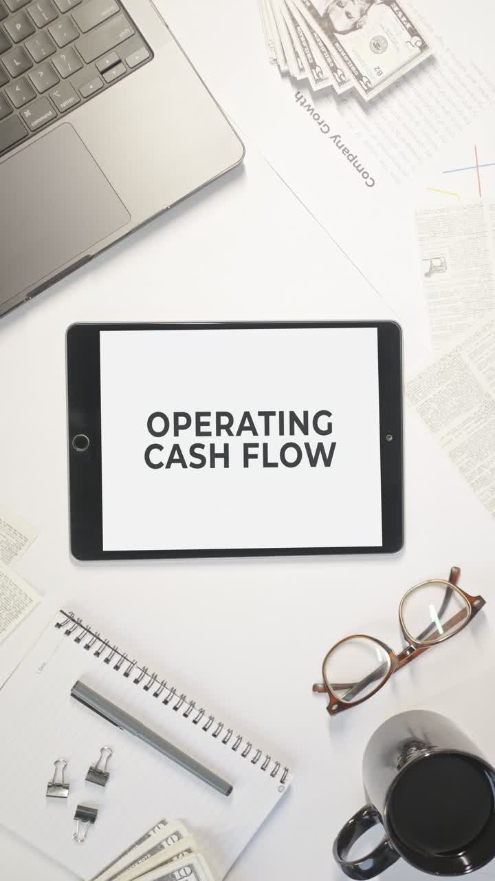 VERTICAL VIDEO OF OPERATING CASH FLOW DISPLAYING ON A TABLET SCREEN